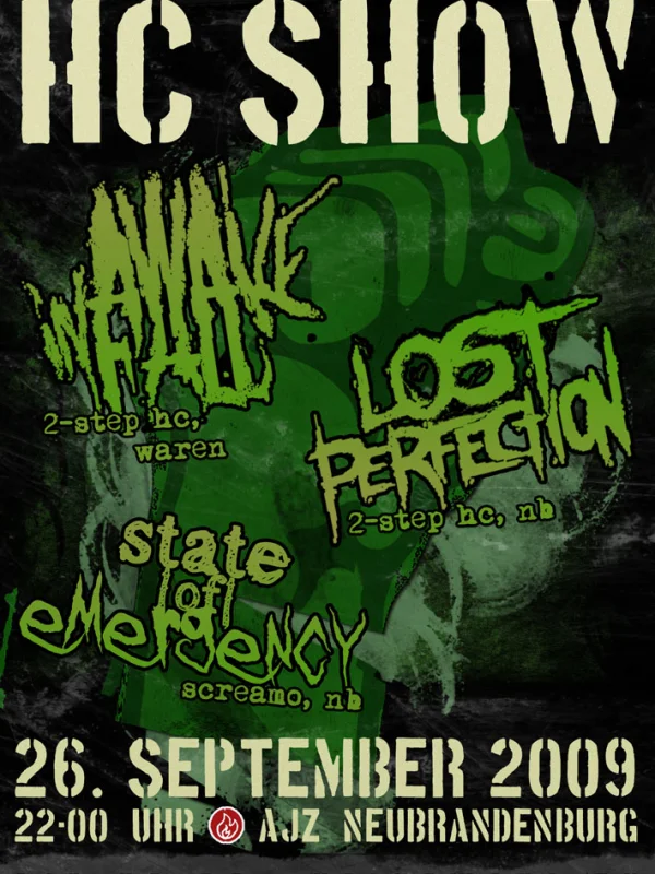 Flyer: AWAKE IN FALL + LOST PERFECTION + STATE|OF|EMERGENCY