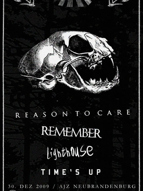 Flyer: REASON TO CARE + REMEMBER + LIGHTHOUSE + TIME'S UP