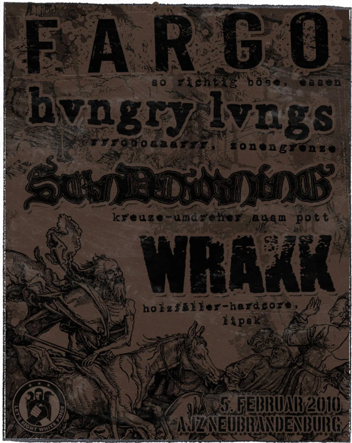 Flyer: FARGO + SUNDOWNING + WRAKK + HUNGRY LUNGS