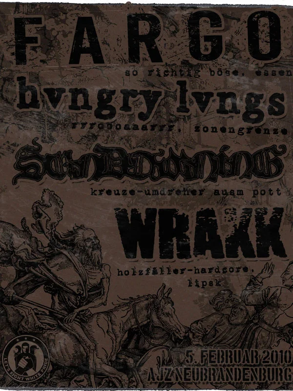 Flyer: FARGO + SUNDOWNING + WRAKK + HUNGRY LUNGS