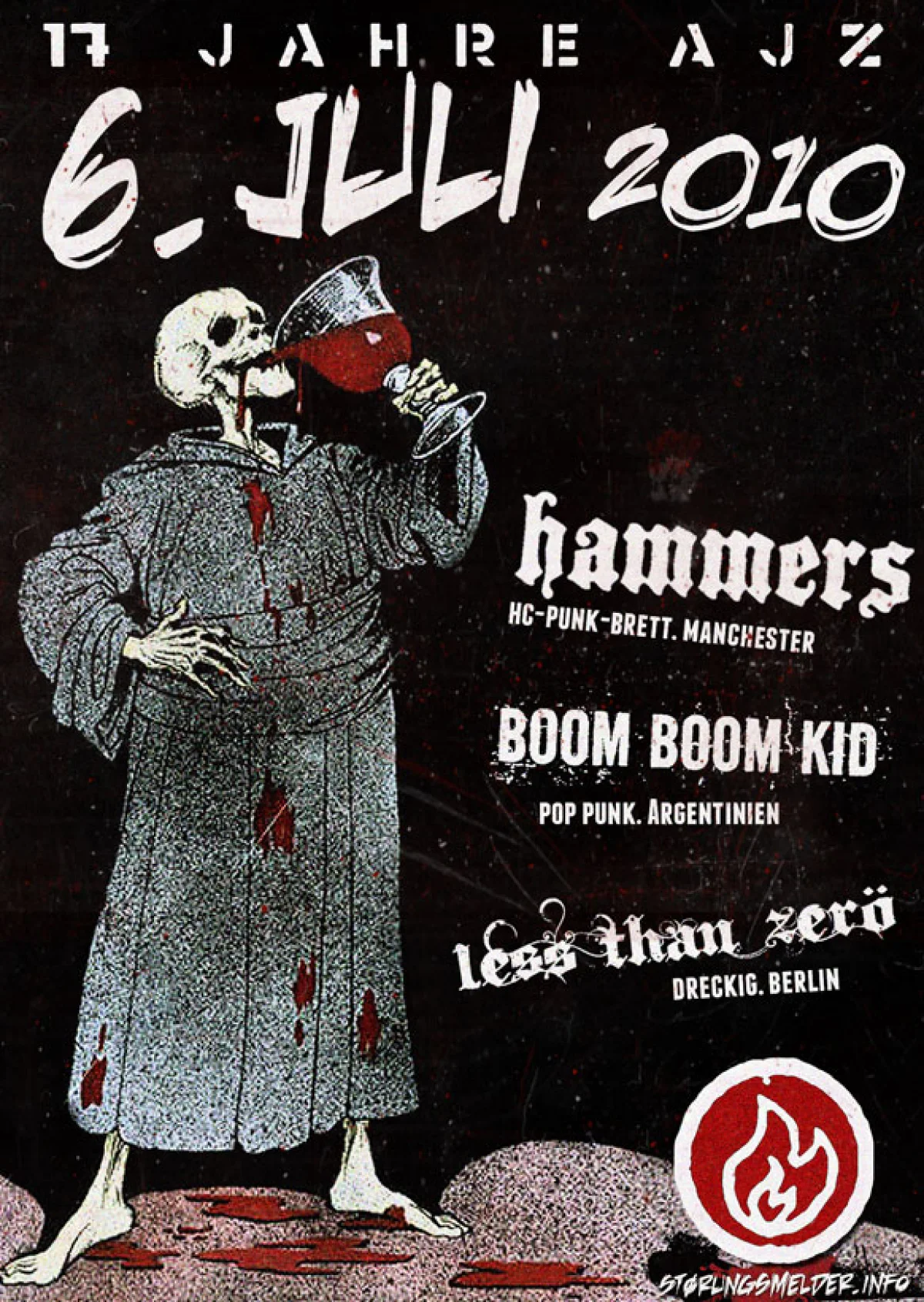 Flyer: HAMMERS + BOOM BOOM KID + LESS THAN ZERO