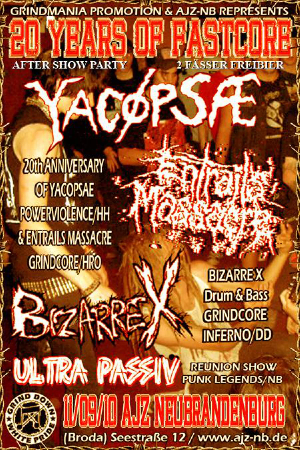 Flyer: ENTRAILS MASSACRE + ULTRA PASSIV + YACÖPSAE + BIZARRE X