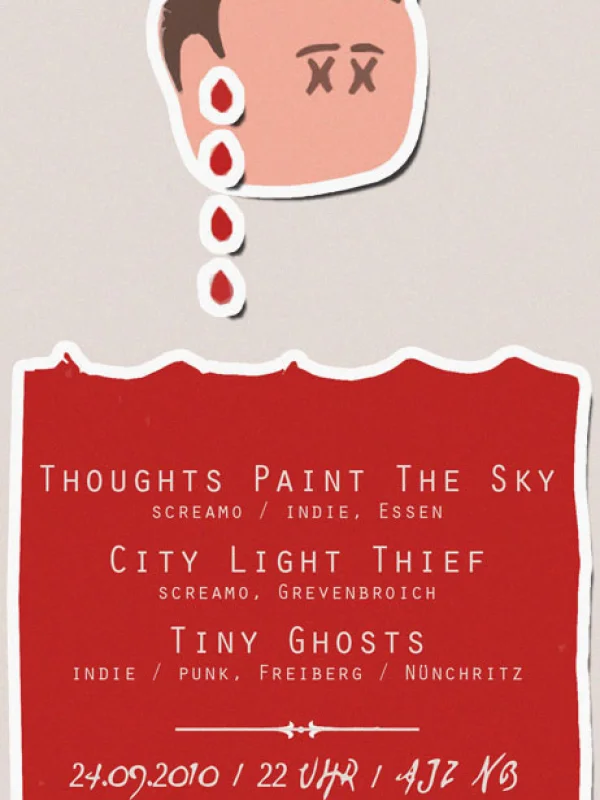Flyer: THOUGHTS PAINT THE SKY + CITY LIGHT THIEF + TINY GHOSTS