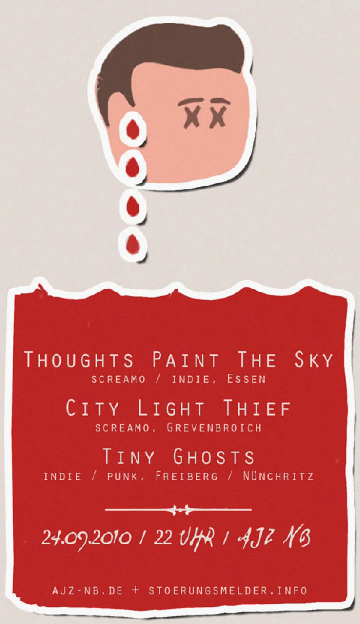 Flyer: THOUGHTS PAINT THE SKY + CITY LIGHT THIEF + TINY GHOSTS