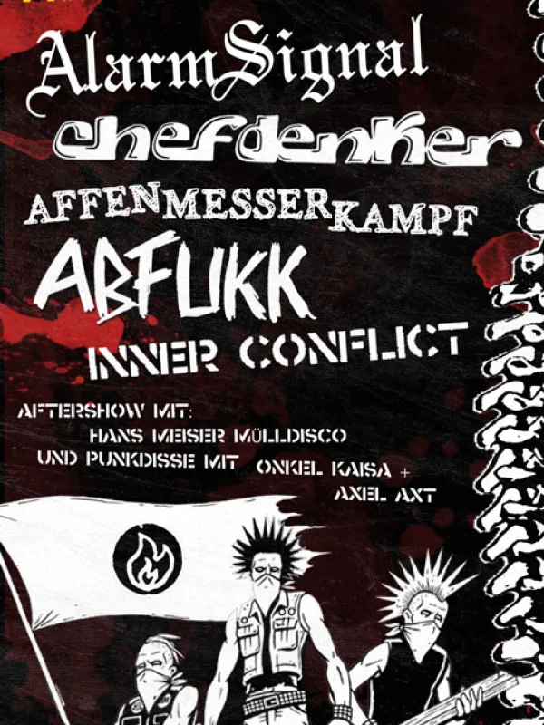 Flyer: AFFENMESSERKAMPF + CHEFDENKER + INNER CONFLICT + ALARMSIGNAL + ABFUKK