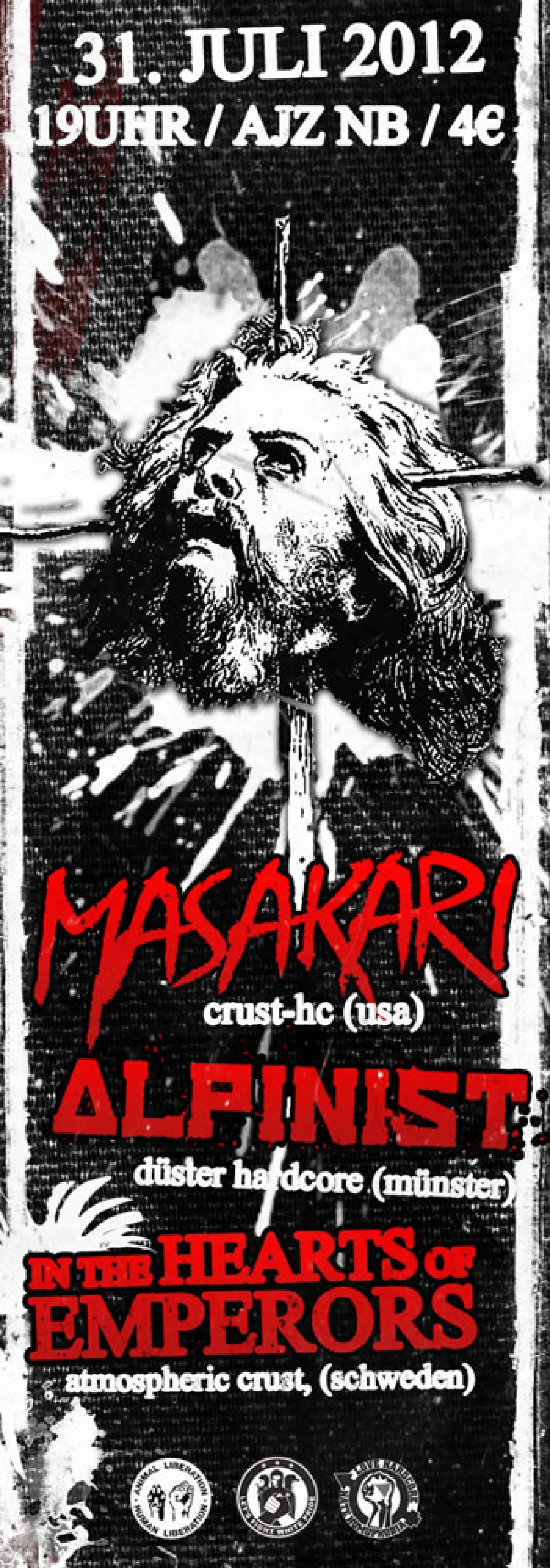Flyer: MASAKARI + ALPINIST + IN THE HEARTS OF EMPERORS