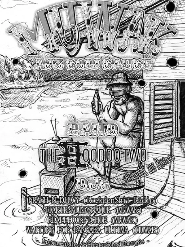 Flyer: The Hoodoo Two + MUWAK DJ-Team