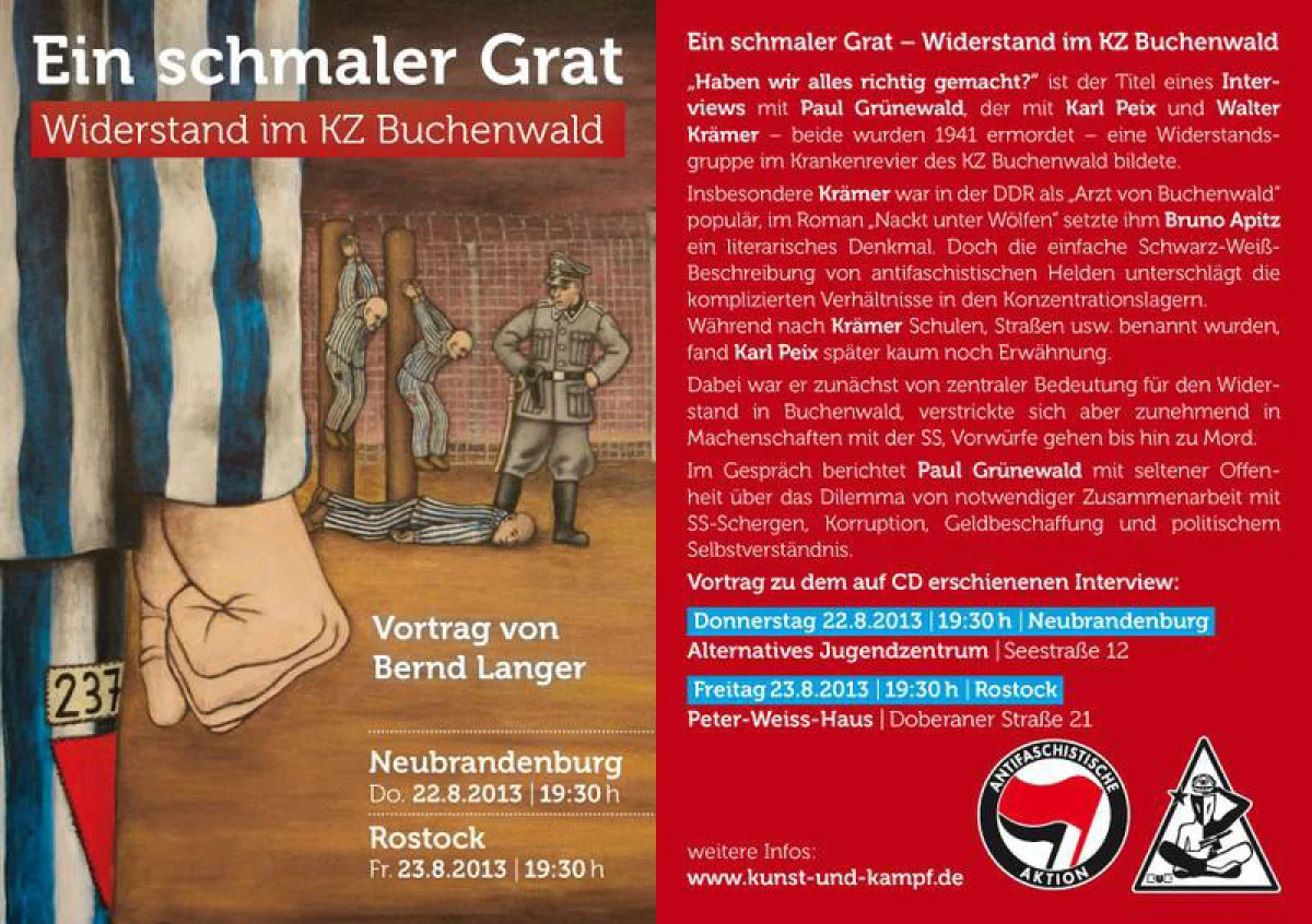 Flyer: Ein schmaler Grat - Widerstand im KZ Buchenwald