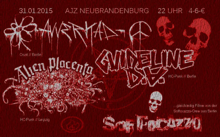 Flyer: Avverkad + Alien Placenta + Guideline D.A.