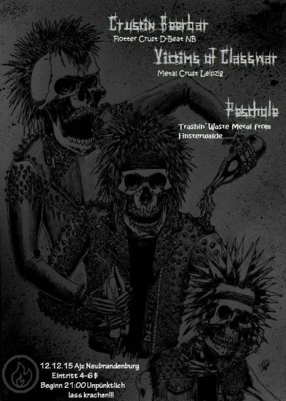 Flyer: VICTIMS OF CLASSWAR + CRUSTIN BEERBAR + PEST HOLE + SYRISCHE HIP-HOP-BAND