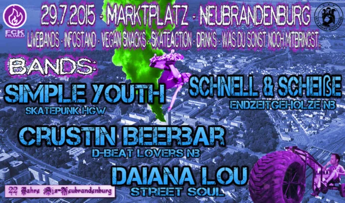 Flyer: 22 JAHRE AJZ + Schnell & Scheisze + Crustin Beerbar + Simple Youth + Daiana Lou