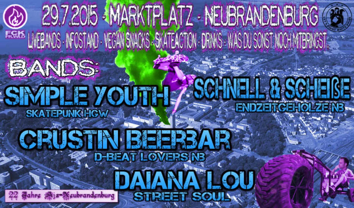 Flyer: 22 JAHRE AJZ + Schnell & Scheisze + Crustin Beerbar + Simple Youth + Daiana Lou