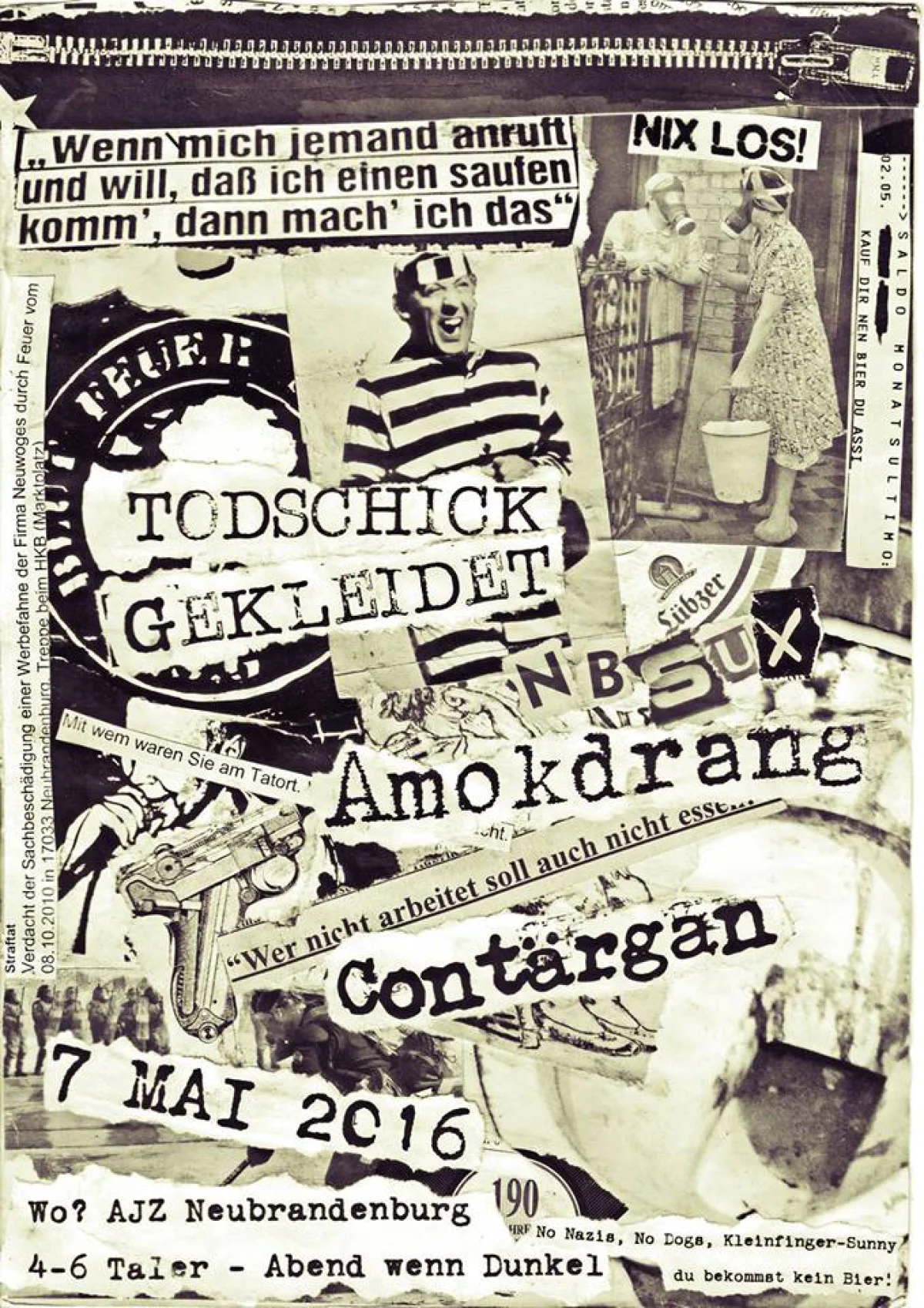 Flyer: AMOKDRANG + TODSCHICK GEKLEIDET + CONTÄRGAN