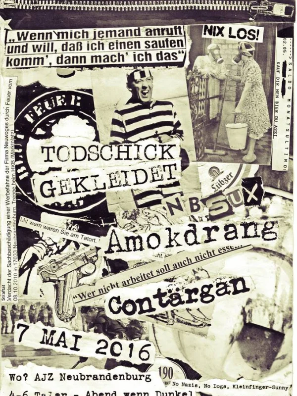 Flyer: AMOKDRANG + TODSCHICK GEKLEIDET + CONTÄRGAN