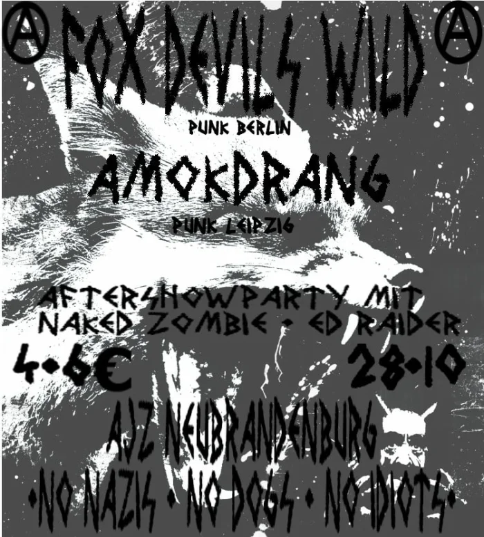 Flyer: FOX DEVILS WILD + AMOKDRANG