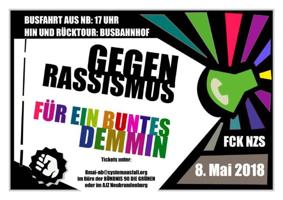 Flyer: GEGEN RASSISMUS FÜR EIN BUNTES DEMMIN