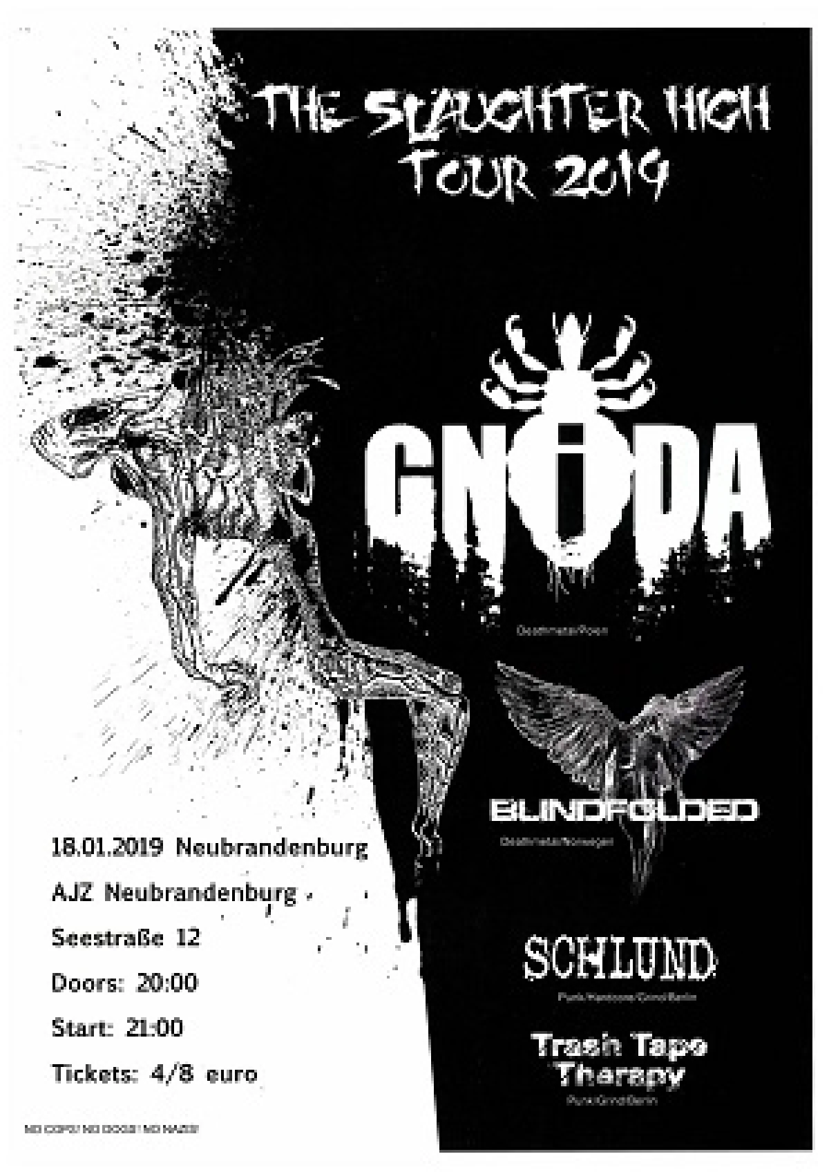 Flyer: GNIDA + OVER THE UNDER + SCHLUND + TRASH TAPE THERAPY