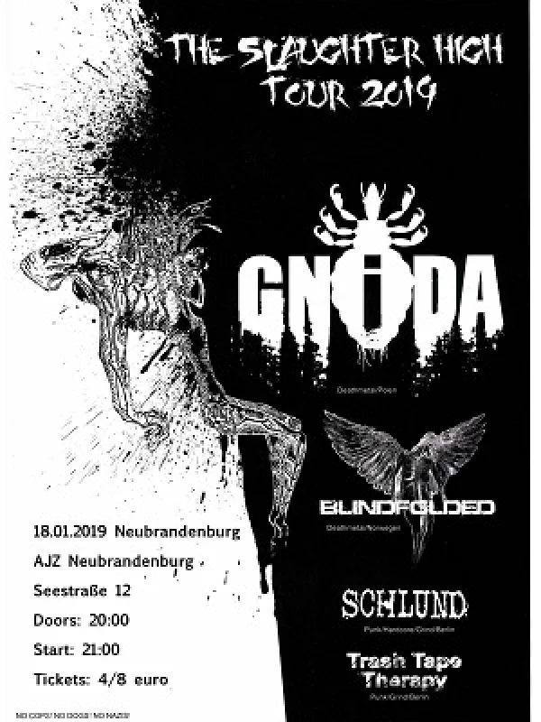 Flyer: GNIDA + OVER THE UNDER + SCHLUND + TRASH TAPE THERAPY