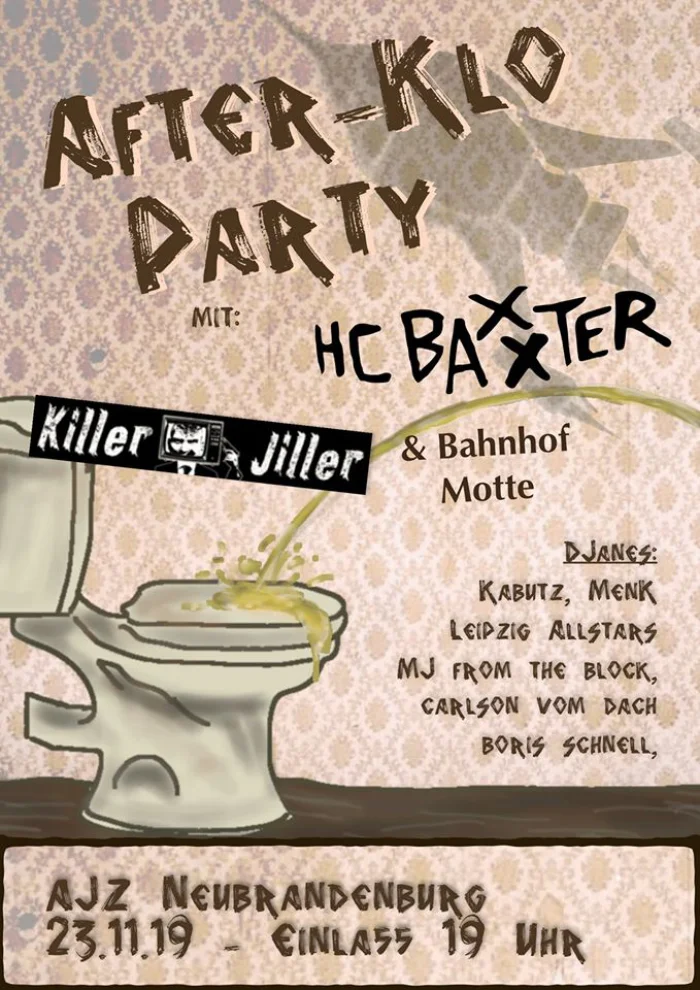 Flyer: AFTERKLOPARTY + HC BAXXTER + KILLER JILLER + BAHNHOF MOTTE