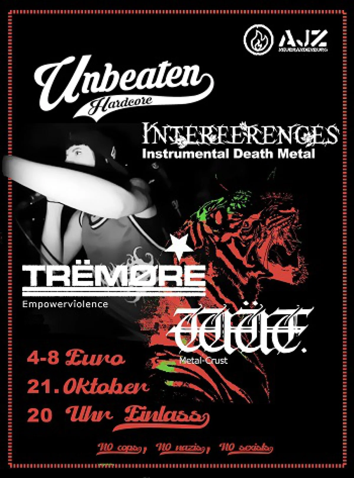 Flyer: UNBEATEN + INTERFERENCES + WÜT + TREMØRE